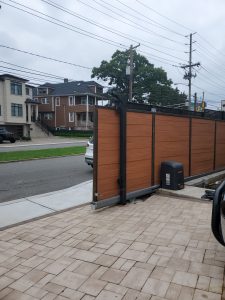 Wood and Metal Sliding gate open