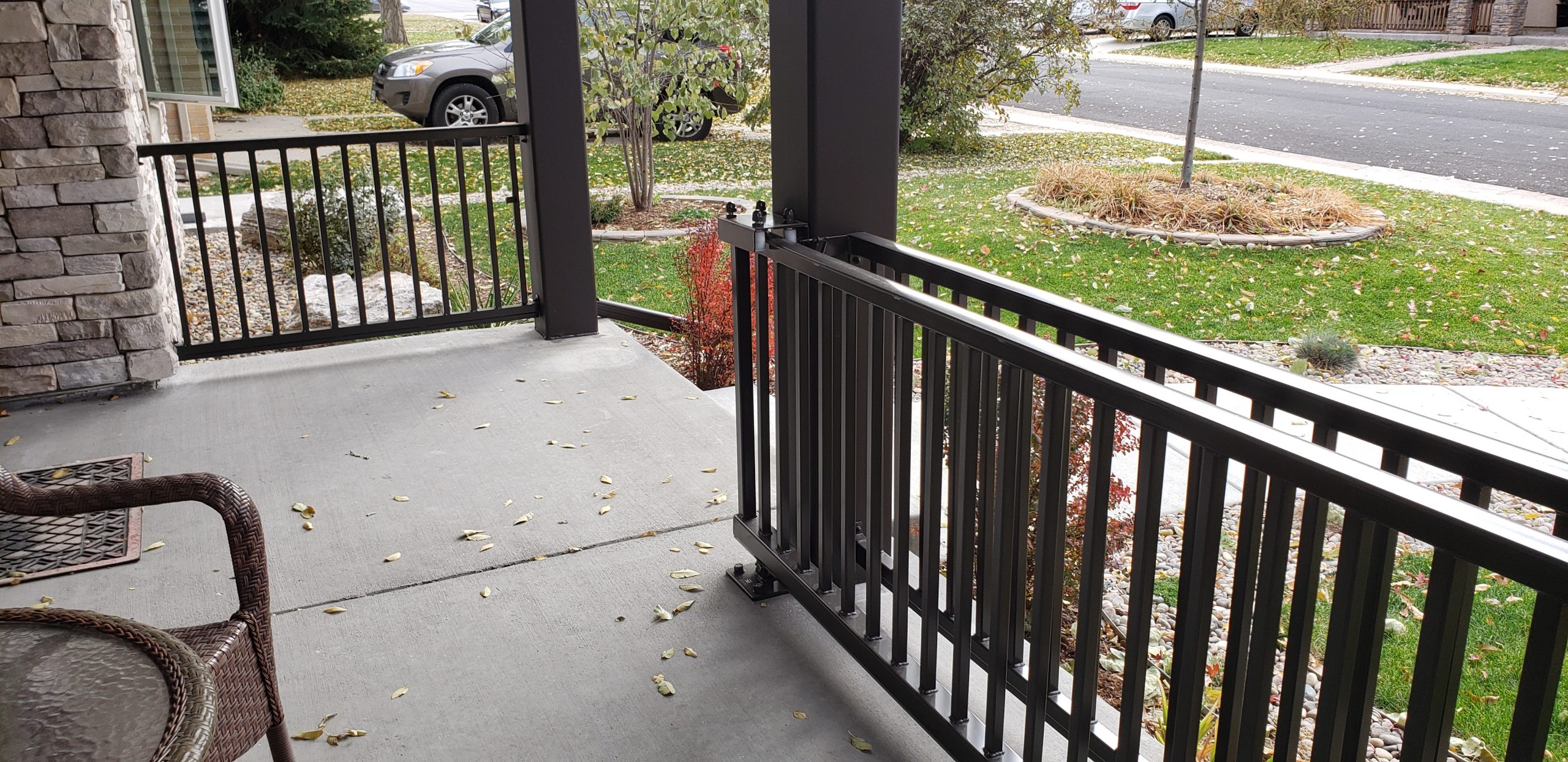 open sliding gate on porch