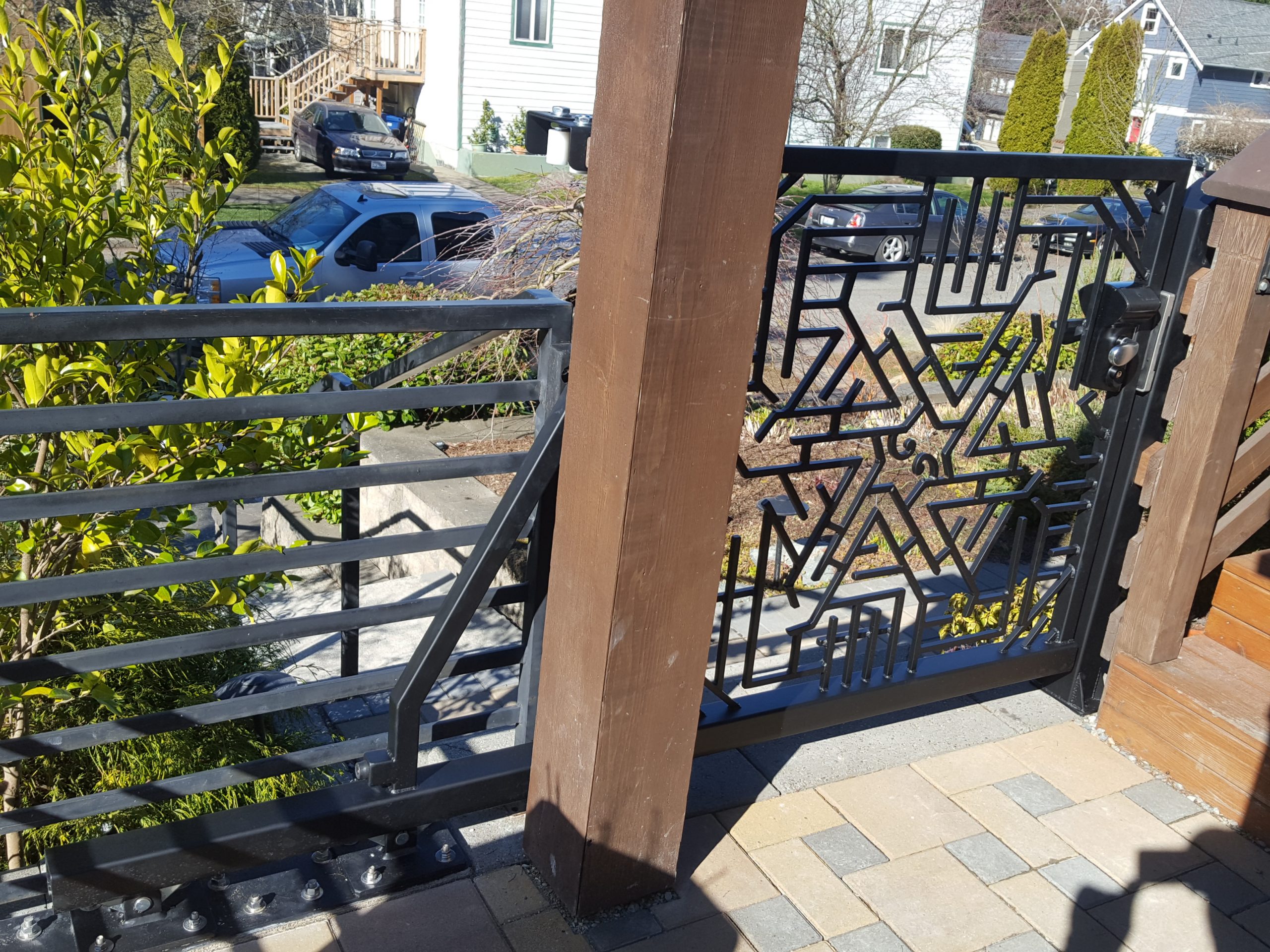 sliding gate on front porch