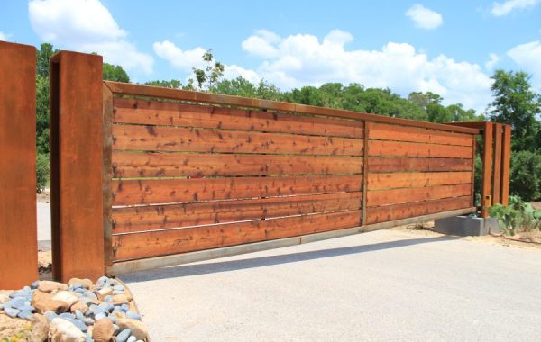 Rustic Sliding Gate at Residence in Texas