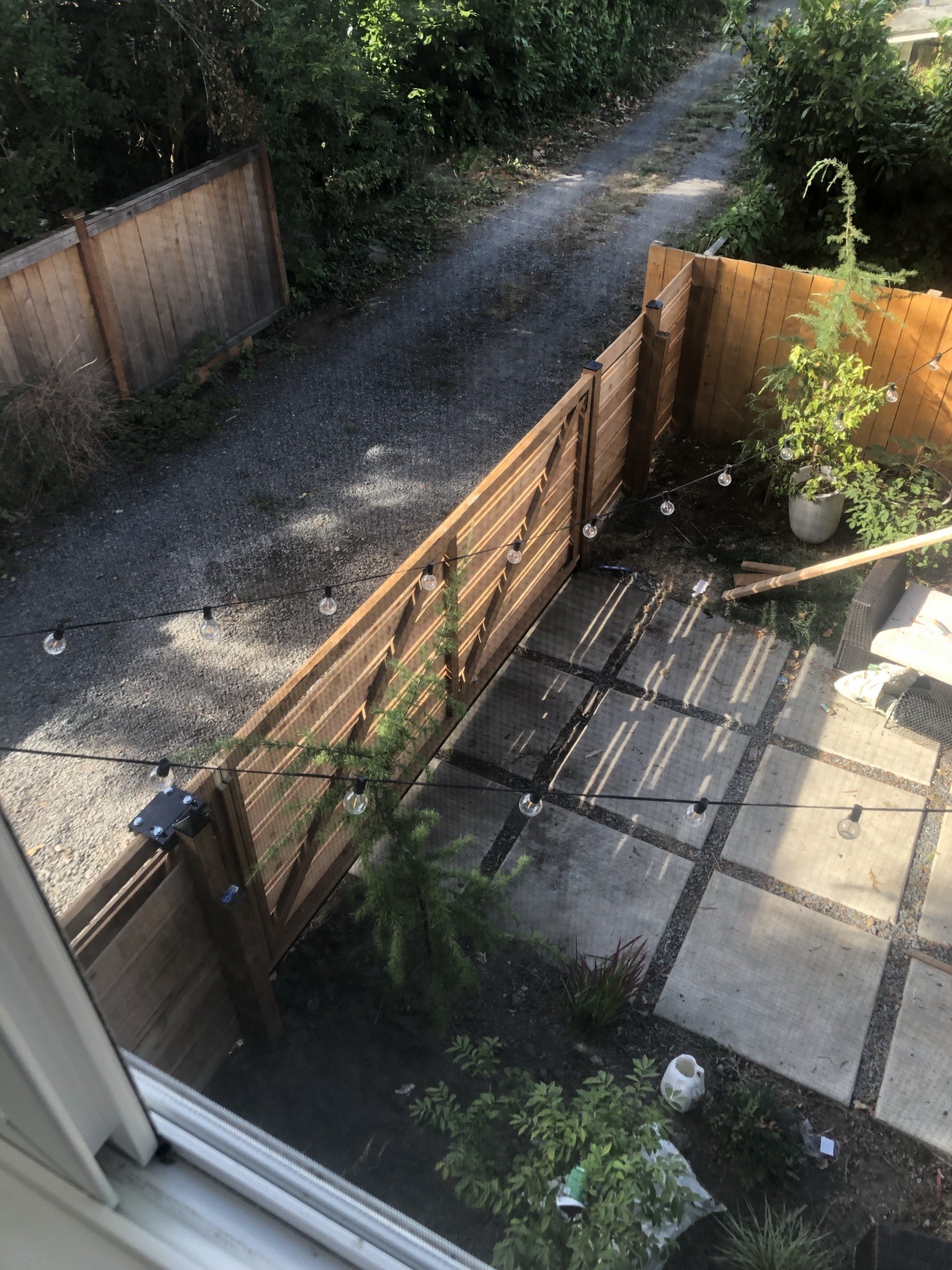 View of gate from 2nd story of home