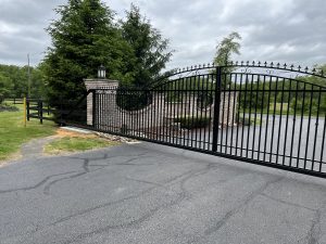 double steel cantilever gate closed