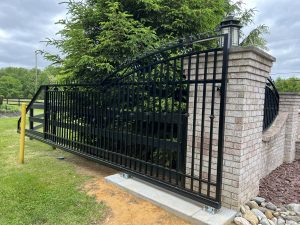 one side of decorative aluminum gate open