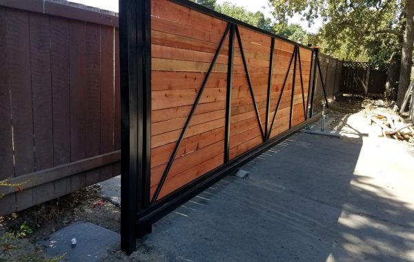 Steel Framed Wood Privacy Gate in California