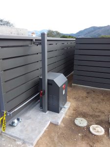 Inside of gate showing All-O-Matic Chain Operator