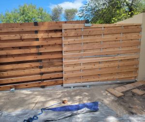 inside of cantilever gate and matching fence