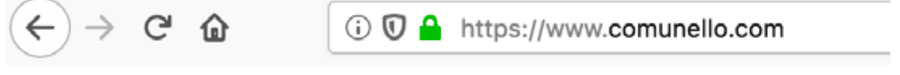 Browser address bar showing the URL https://www.comunello.com